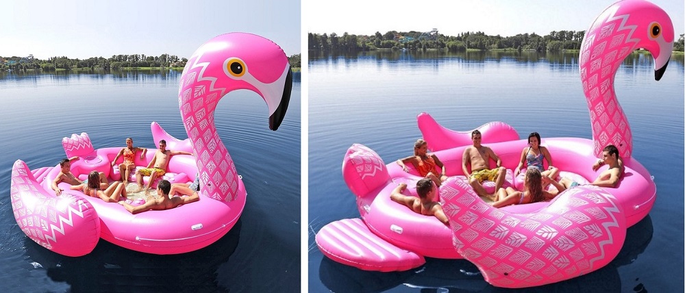 opblaas flamingo eiland boot 6 personen