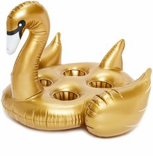 Opblaas zwaan bekerhouder voor 4 drankjes (goud)