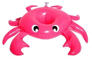 Opblaasbare bekerhouder roze krab